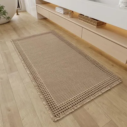 Resare 24 x 48 in waffle bathroom runner, brown