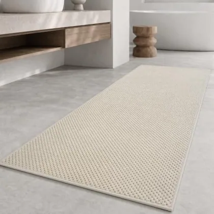 Resare 24 x 71 in chenille bathroom runner, beige