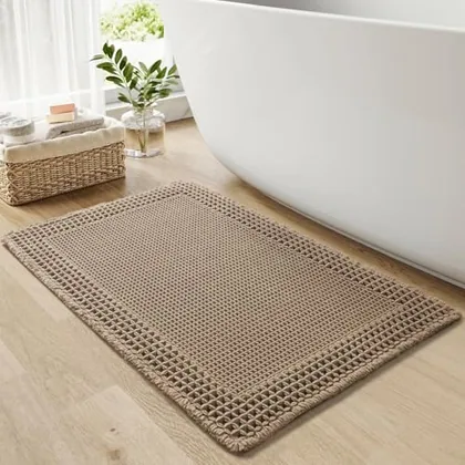 Resare 17 x 24 in waffle bath mat, brown
