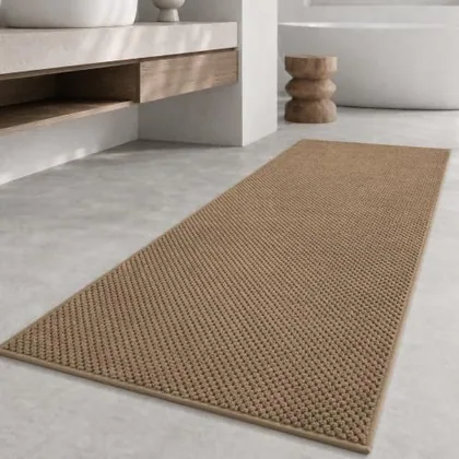 Resare 24 x 71 in chenille bathroom runner, brown